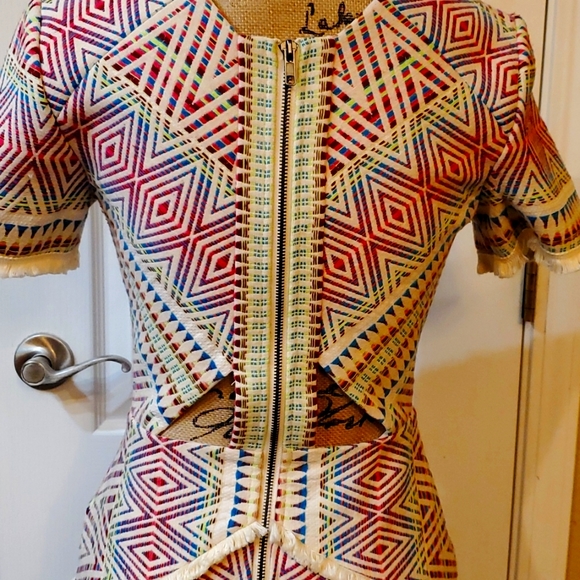 Adelyn Rae Woven Dress with Fringe Detail - Picture 4 of 5